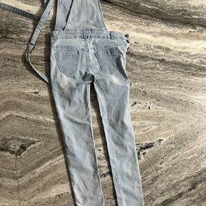 Denim Dungaree With Torn