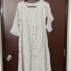 White Blue Strip Kurta For Women