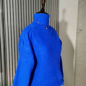 Blue Turtle Neck Woolen Pullover