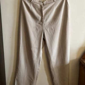 Beige Striped Formal Pant