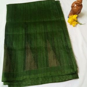 New Olive Green Cotton Blend Saree