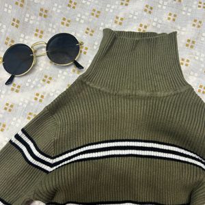 Turtle Neck Olive Top