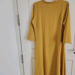 Gold Polyester A Line Kurta by IN LOOK