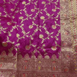 Hot Pink Majenta Banarsi Saree