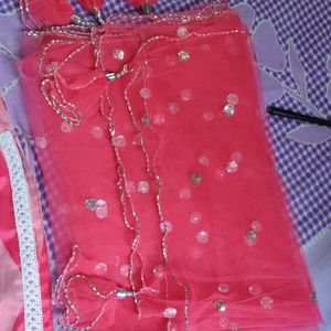 Beautiful Rani Color Organza Suit With Net Dupatta