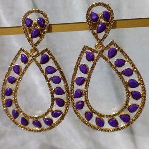 Party Purple And Golden Mix Earrings