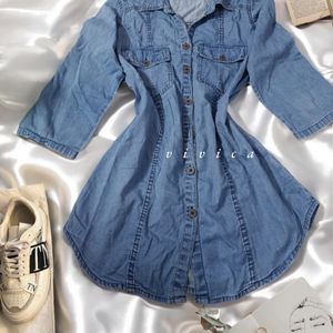 Women Denim shirt dress L size