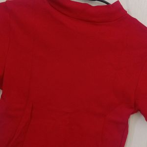 Red Rib Fit Top