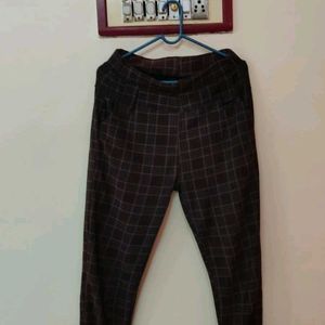 Women Brown Checked Lower