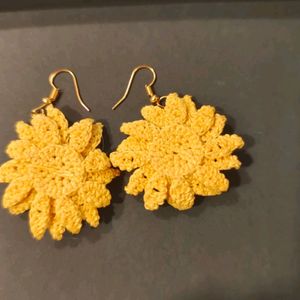 Crochet Handmade Sunflower Earrings