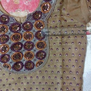 WOMEN STRAIGHT CHANDERI KURTA SET