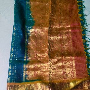 Multi  colour pure Gadwal saree