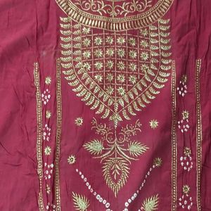 Pure Cotton Embroidered Bandhani Dressed Material