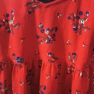 Pintresty Red Floral Sleeveless Top