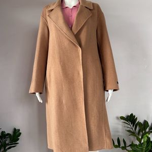 Beige Drop Shoulder Wrap Overcoat