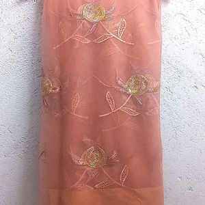 Beautiful Peach Net Saree