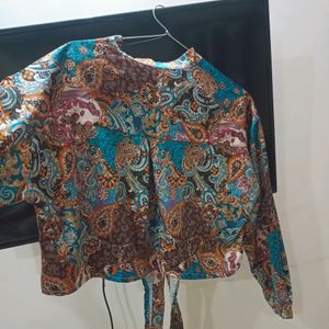 Multicolored Satin Short Shirt In Amazing Quality