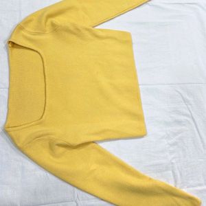 Square Neckline Yellow Full Sleeve Cute Top