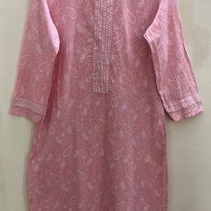 Pink And White Printed Kurti