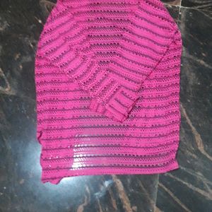 Pink Color mesh Shrug