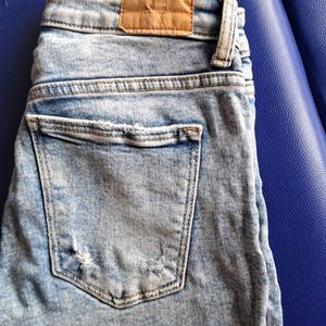 Heavily Washed Blue Distress Denim