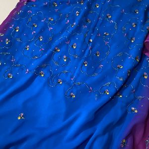 Blue Purple Party Wear Saree