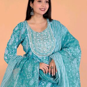 Afghani Salwar Suit With Cotton Dupatta