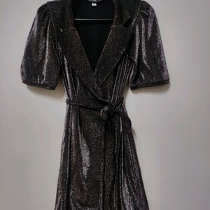 Wrap Shimmer Knee Length Dress