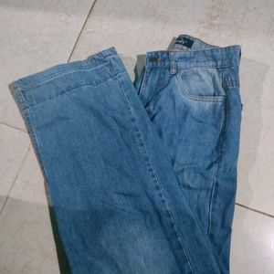 Blue High Waist Straight Fit Denim