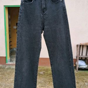 Straight charcoal denim jeans