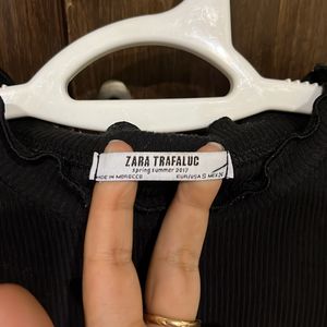 Zara Black Lettuce Trim Top