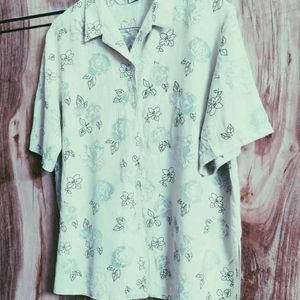 Light Green self Design Cotton Shirt Size-44