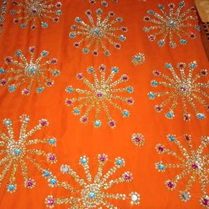 Heavy Hand Made Sequence And Zari work Saree