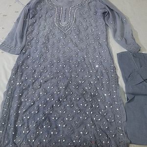 Festival Chikankari Kurta With Mireor Work