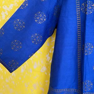 Chanderi Cotton Blue Kurta