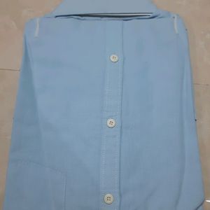 Here&Now Premium Linen Cotton Blue Shirt