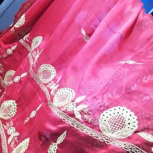 Hand Work Red Saree