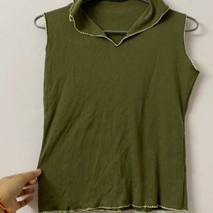 Brown Tank  And Olive Top