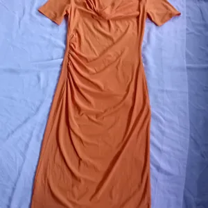 Zara Orange Draped Dress