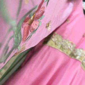 BABY PINK GOWN WITH PISTA GREEN DUPATTA