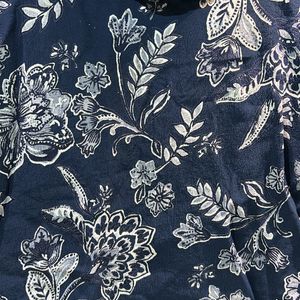 Blue Shirt with Leaf Prints