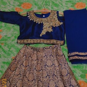 Blue & Golden Lehenga Dress