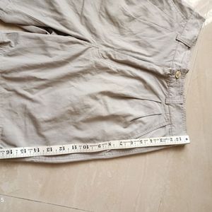 Beige Short Cotton Pants