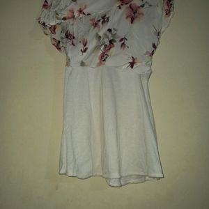 off-white floral designed frock