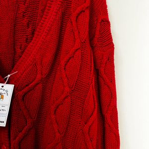 Oversized Red Cardigan