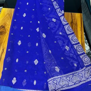 Navy Blue Cotton Saree