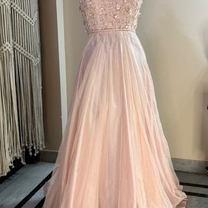 Peach Floral Embellished Gown