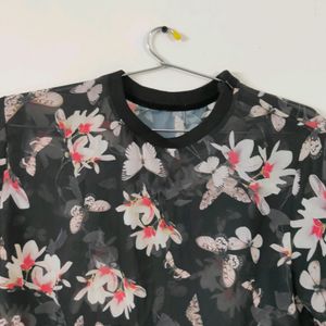 Korean imported black floral top