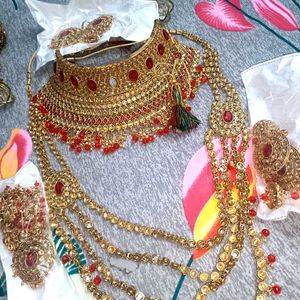 Bridal Red & Golden Jewellery Set