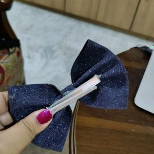 Black Blue Shimmer Bow Hair Accessories